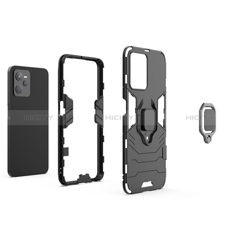 Coque Contour Silicone et Plastique Housse Etui Mat avec Magnetique Support Bague Anneau KC1 pour Realme C35 Plus