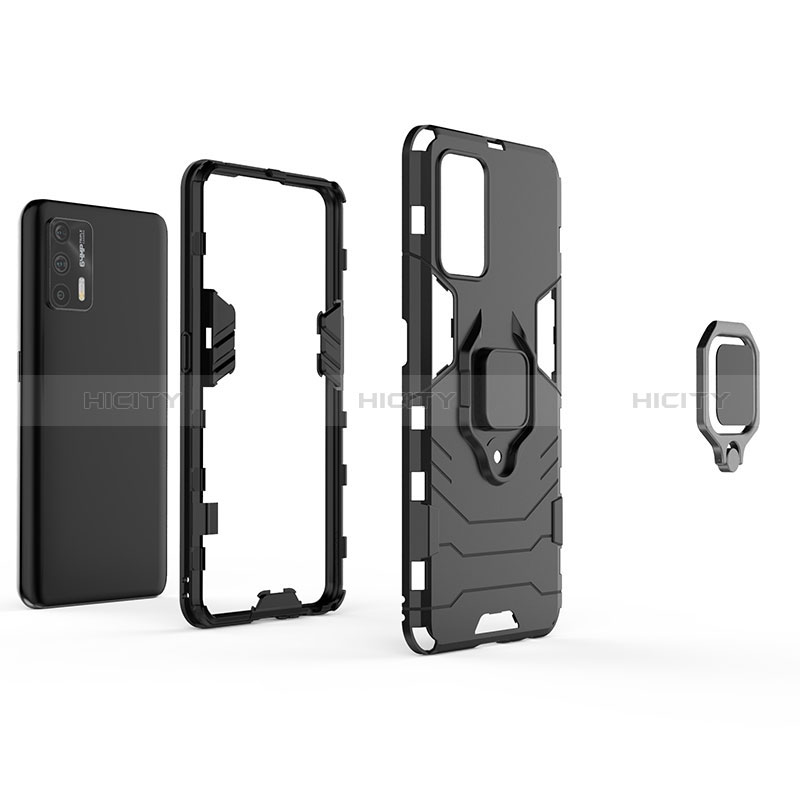 Coque Contour Silicone et Plastique Housse Etui Mat avec Magnetique Support Bague Anneau KC1 pour Realme GT 5G Plus