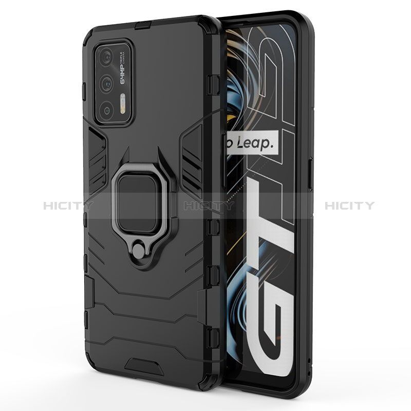 Coque Contour Silicone et Plastique Housse Etui Mat avec Magnetique Support Bague Anneau KC1 pour Realme GT Neo 2T 5G Noir Plus