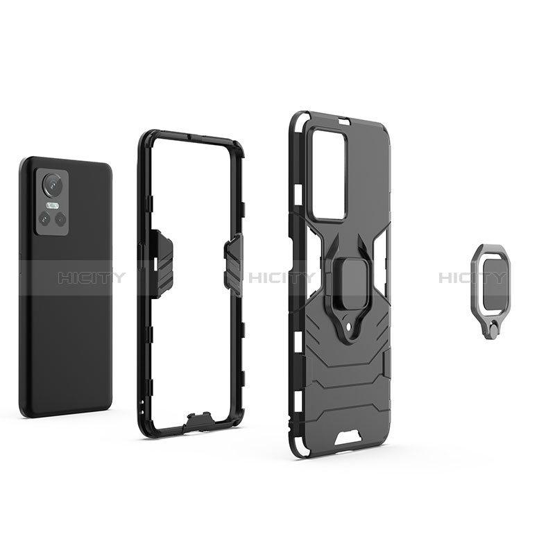 Coque Contour Silicone et Plastique Housse Etui Mat avec Magnetique Support Bague Anneau KC1 pour Realme GT Neo3 5G Plus