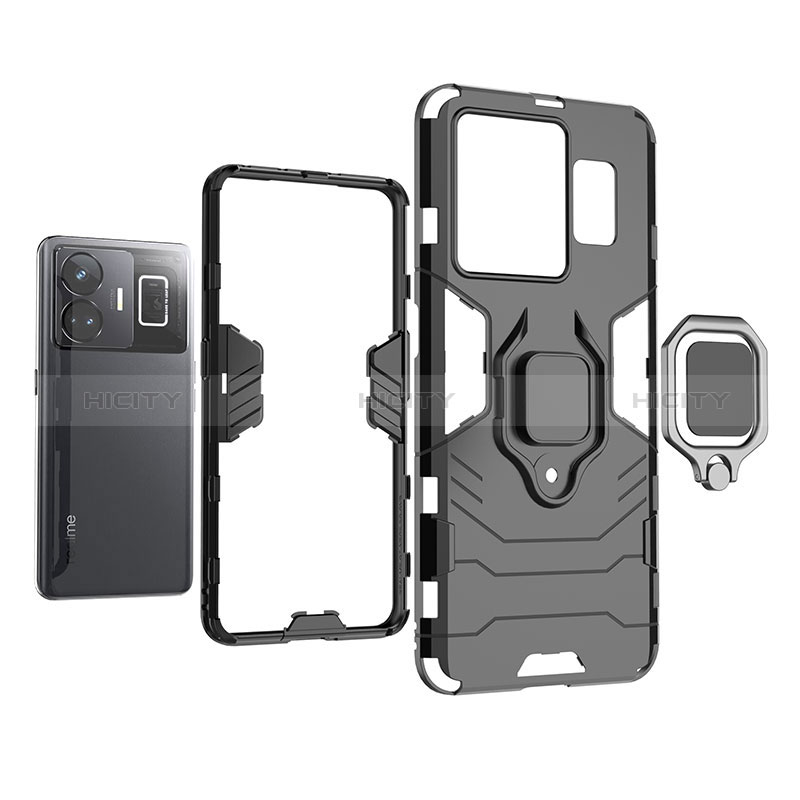 Coque Contour Silicone et Plastique Housse Etui Mat avec Magnetique Support Bague Anneau KC1 pour Realme GT Neo5 5G Plus