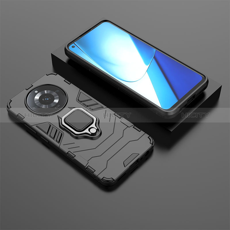 Coque Contour Silicone et Plastique Housse Etui Mat avec Magnetique Support Bague Anneau KC1 pour Realme Narzo 60 5G Noir Plus