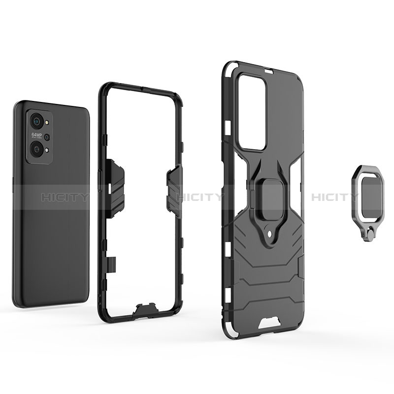 Coque Contour Silicone et Plastique Housse Etui Mat avec Magnetique Support Bague Anneau KC1 pour Realme Q5 Pro 5G Plus