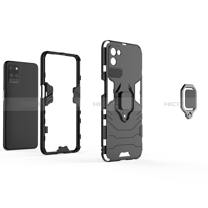 Coque Contour Silicone et Plastique Housse Etui Mat avec Magnetique Support Bague Anneau KC1 pour Realme V11 5G Plus