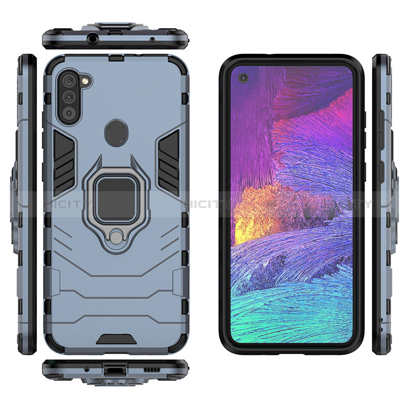 Coque Contour Silicone et Plastique Housse Etui Mat avec Magnetique Support Bague Anneau KC1 pour Samsung Galaxy A11 Plus