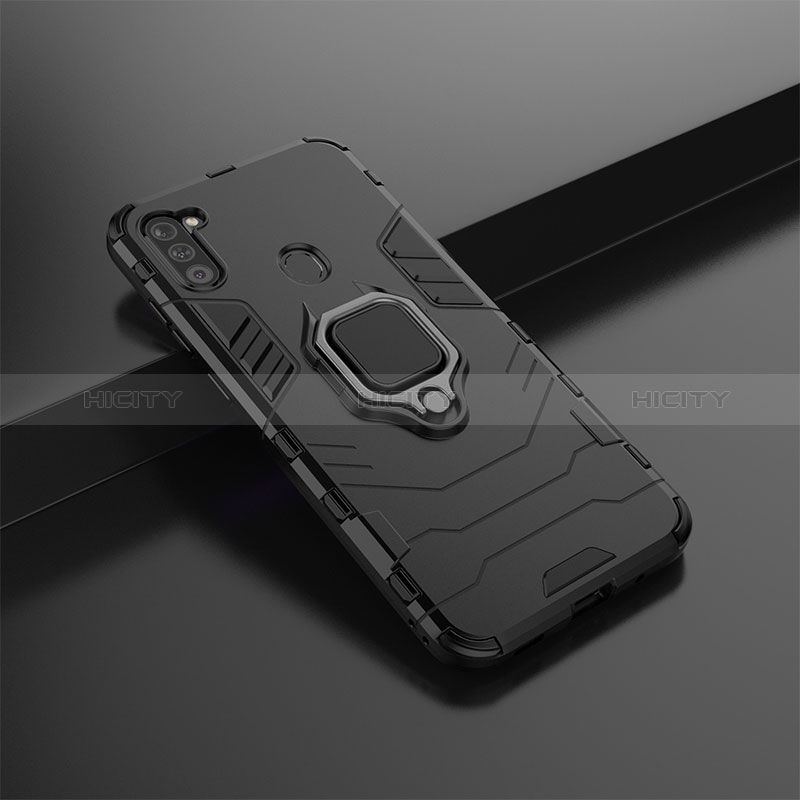 Coque Contour Silicone et Plastique Housse Etui Mat avec Magnetique Support Bague Anneau KC1 pour Samsung Galaxy A11 Plus