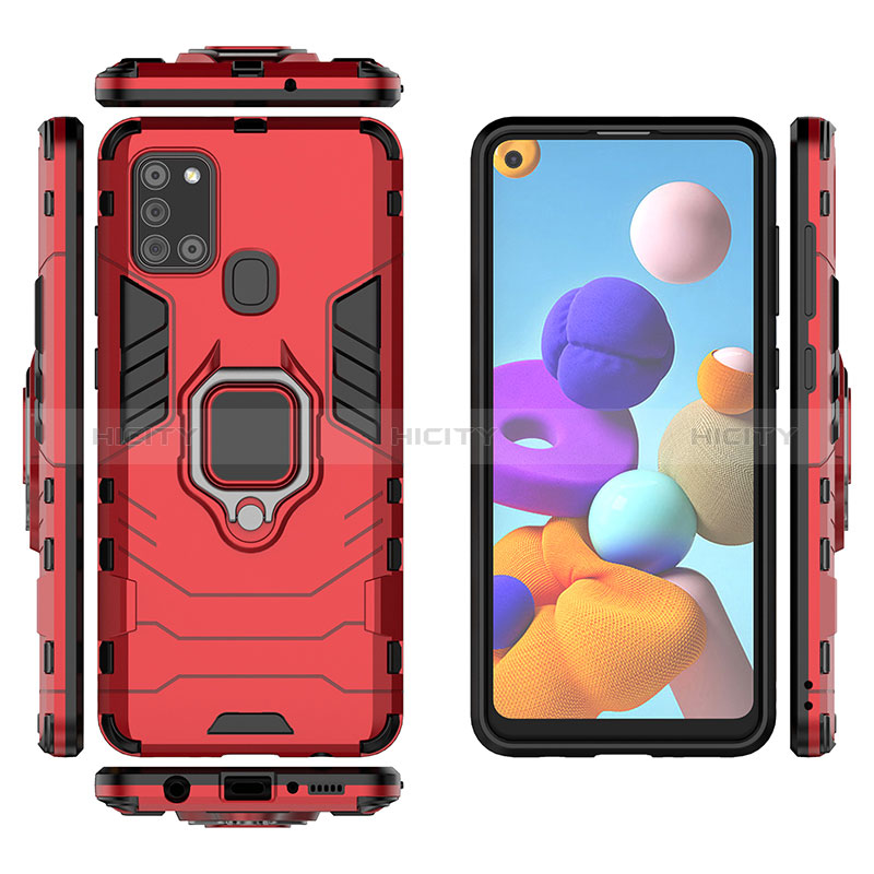 Coque Contour Silicone et Plastique Housse Etui Mat avec Magnetique Support Bague Anneau KC1 pour Samsung Galaxy A21s Plus