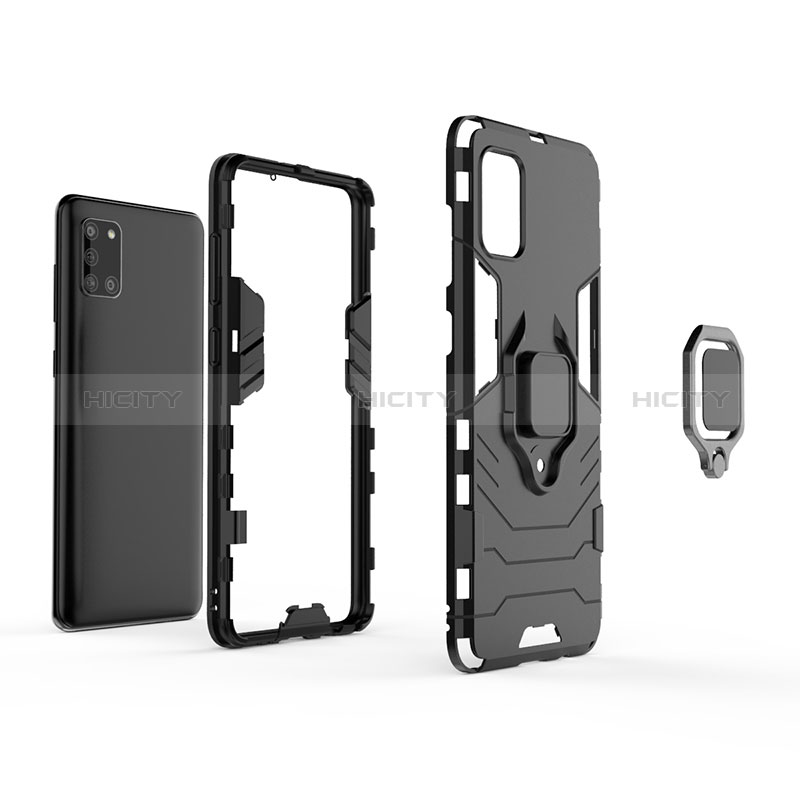 Coque Contour Silicone et Plastique Housse Etui Mat avec Magnetique Support Bague Anneau KC1 pour Samsung Galaxy A31 Plus