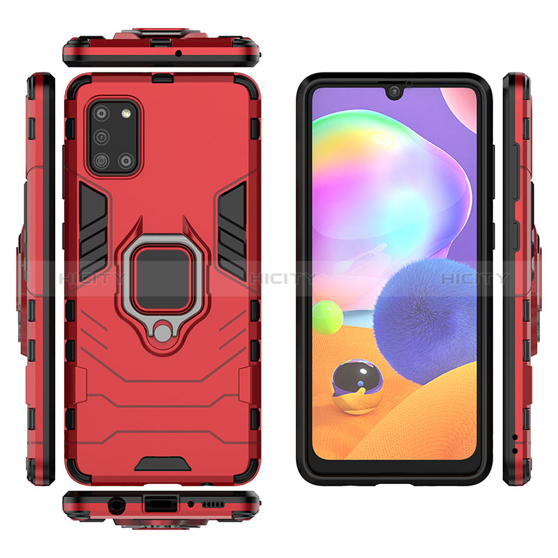 Coque Contour Silicone et Plastique Housse Etui Mat avec Magnetique Support Bague Anneau KC1 pour Samsung Galaxy A31 Plus