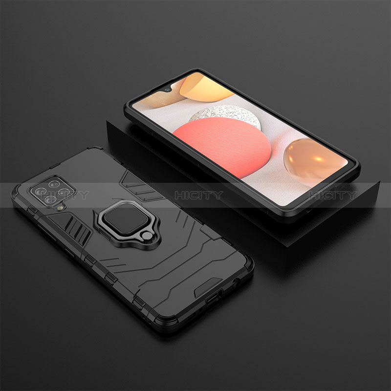 Coque Contour Silicone et Plastique Housse Etui Mat avec Magnetique Support Bague Anneau KC1 pour Samsung Galaxy A42 5G Noir Plus