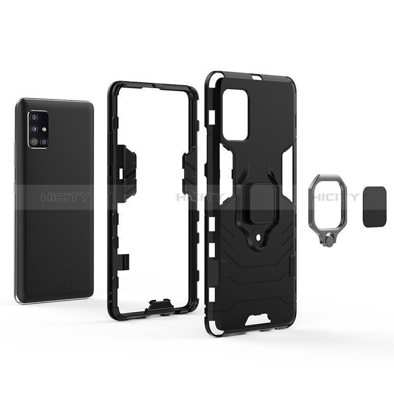 Coque Contour Silicone et Plastique Housse Etui Mat avec Magnetique Support Bague Anneau KC1 pour Samsung Galaxy A51 5G Plus