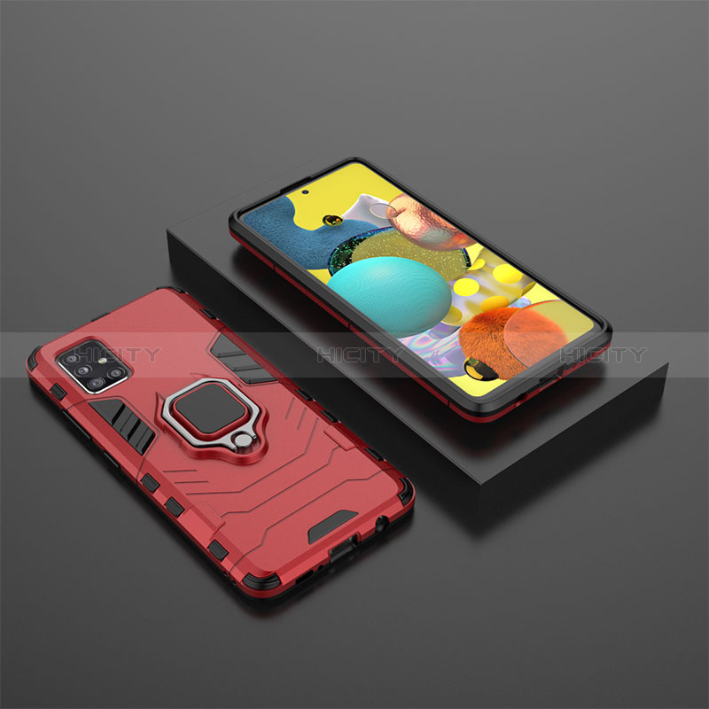 Coque Contour Silicone et Plastique Housse Etui Mat avec Magnetique Support Bague Anneau KC1 pour Samsung Galaxy A51 5G Rouge Plus