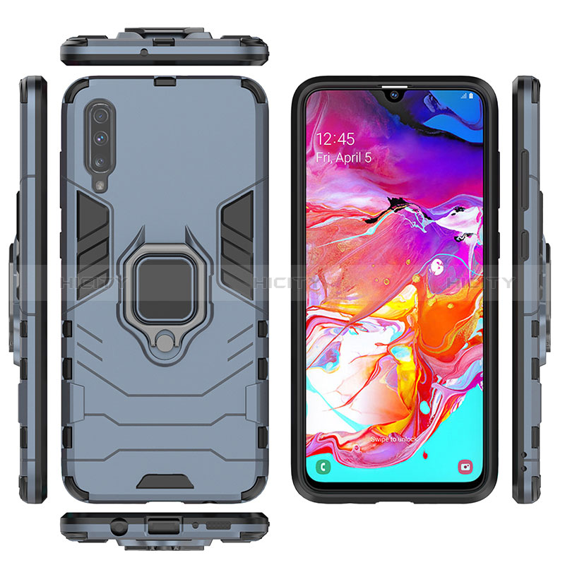 Coque Contour Silicone et Plastique Housse Etui Mat avec Magnetique Support Bague Anneau KC1 pour Samsung Galaxy A70 Plus