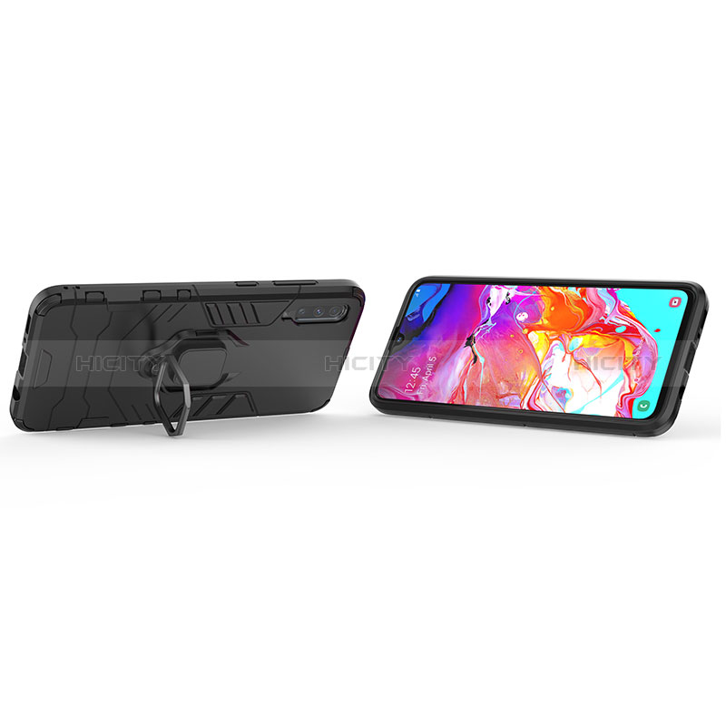 Coque Contour Silicone et Plastique Housse Etui Mat avec Magnetique Support Bague Anneau KC1 pour Samsung Galaxy A70 Plus