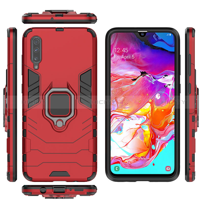 Coque Contour Silicone et Plastique Housse Etui Mat avec Magnetique Support Bague Anneau KC1 pour Samsung Galaxy A70S Plus