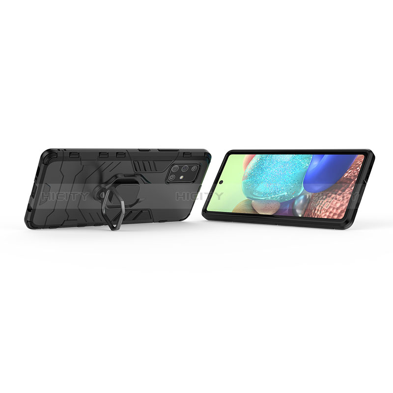 Coque Contour Silicone et Plastique Housse Etui Mat avec Magnetique Support Bague Anneau KC1 pour Samsung Galaxy A71 4G A715 Plus