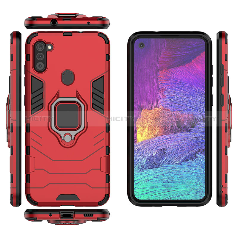 Coque Contour Silicone et Plastique Housse Etui Mat avec Magnetique Support Bague Anneau KC1 pour Samsung Galaxy M11 Plus