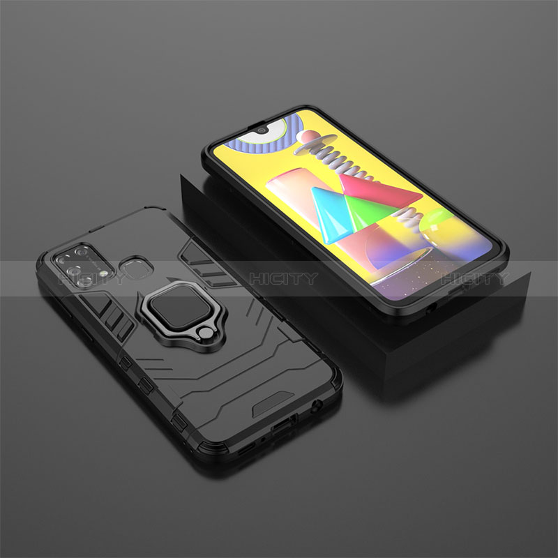 Coque Contour Silicone et Plastique Housse Etui Mat avec Magnetique Support Bague Anneau KC1 pour Samsung Galaxy M21s Plus