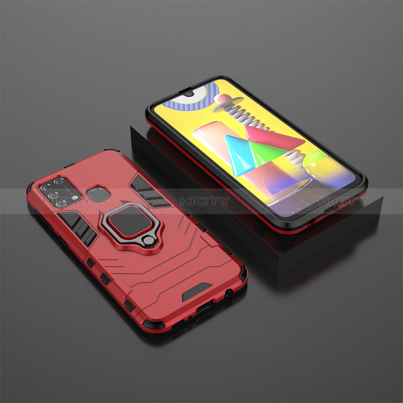 Coque Contour Silicone et Plastique Housse Etui Mat avec Magnetique Support Bague Anneau KC1 pour Samsung Galaxy M21s Plus