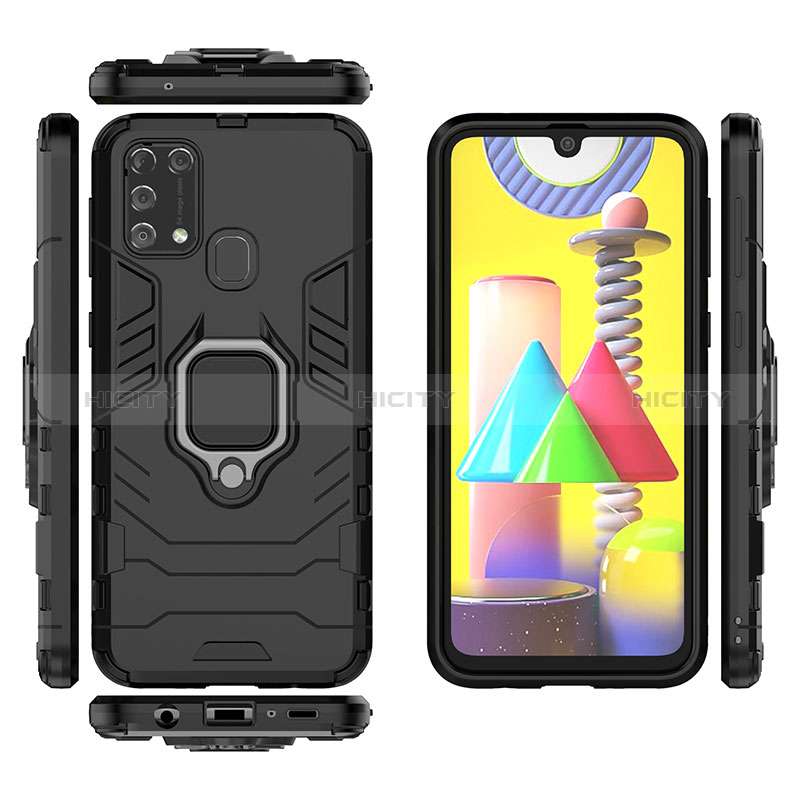 Coque Contour Silicone et Plastique Housse Etui Mat avec Magnetique Support Bague Anneau KC1 pour Samsung Galaxy M31 Plus