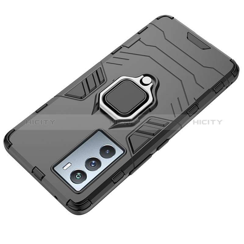 Coque Contour Silicone et Plastique Housse Etui Mat avec Magnetique Support Bague Anneau KC1 pour Vivo iQOO 9 SE 5G Plus