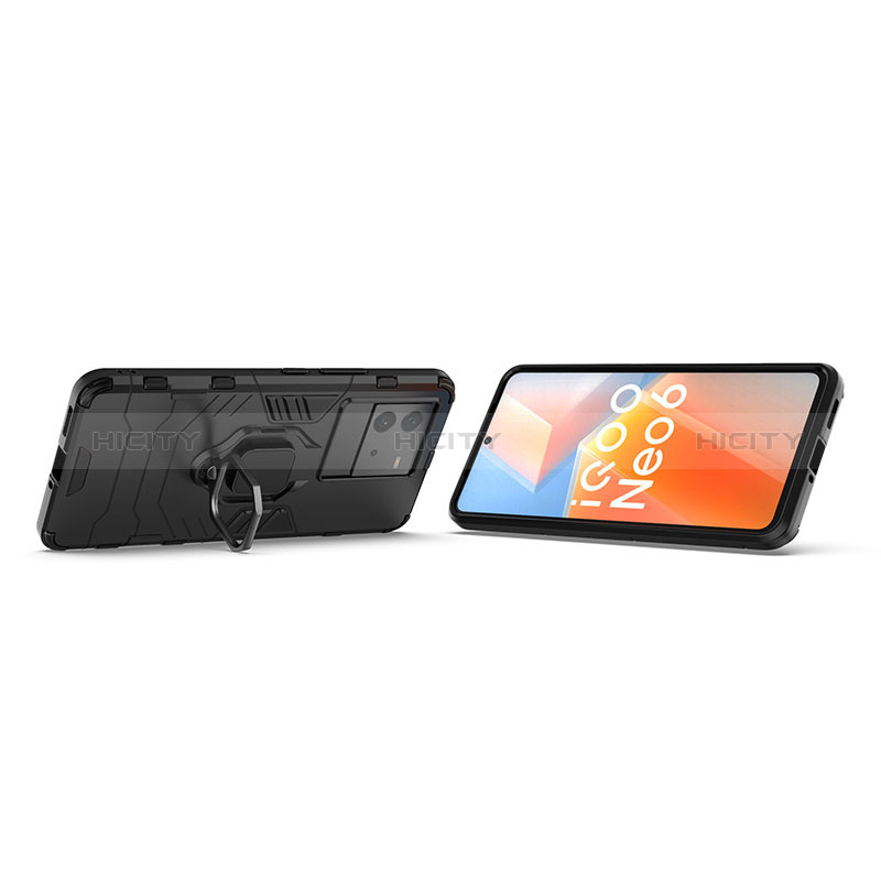 Coque Contour Silicone et Plastique Housse Etui Mat avec Magnetique Support Bague Anneau KC1 pour Vivo iQOO Neo6 SE 5G Plus