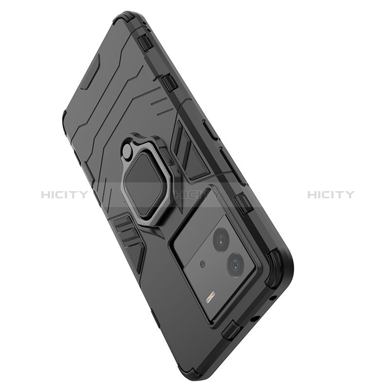 Coque Contour Silicone et Plastique Housse Etui Mat avec Magnetique Support Bague Anneau KC1 pour Vivo iQOO Neo6 SE 5G Plus