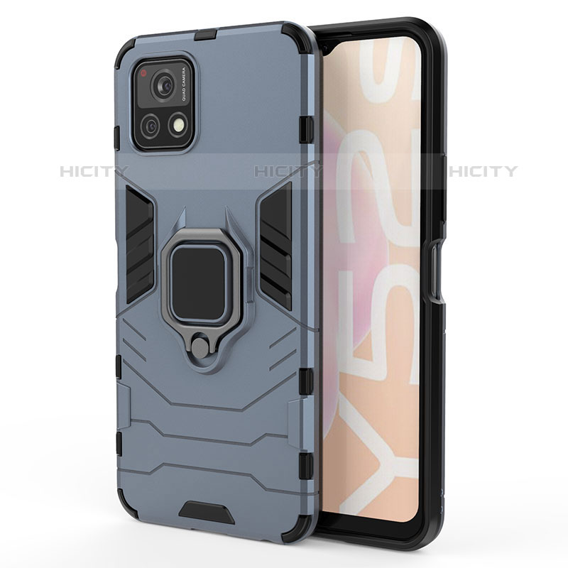 Coque Contour Silicone et Plastique Housse Etui Mat avec Magnetique Support Bague Anneau KC1 pour Vivo iQOO U3x 5G Plus