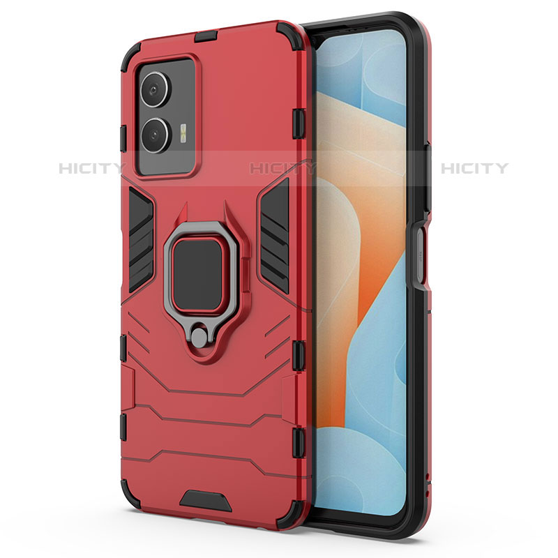 Coque Contour Silicone et Plastique Housse Etui Mat avec Magnetique Support Bague Anneau KC1 pour Vivo iQOO U5 5G Plus