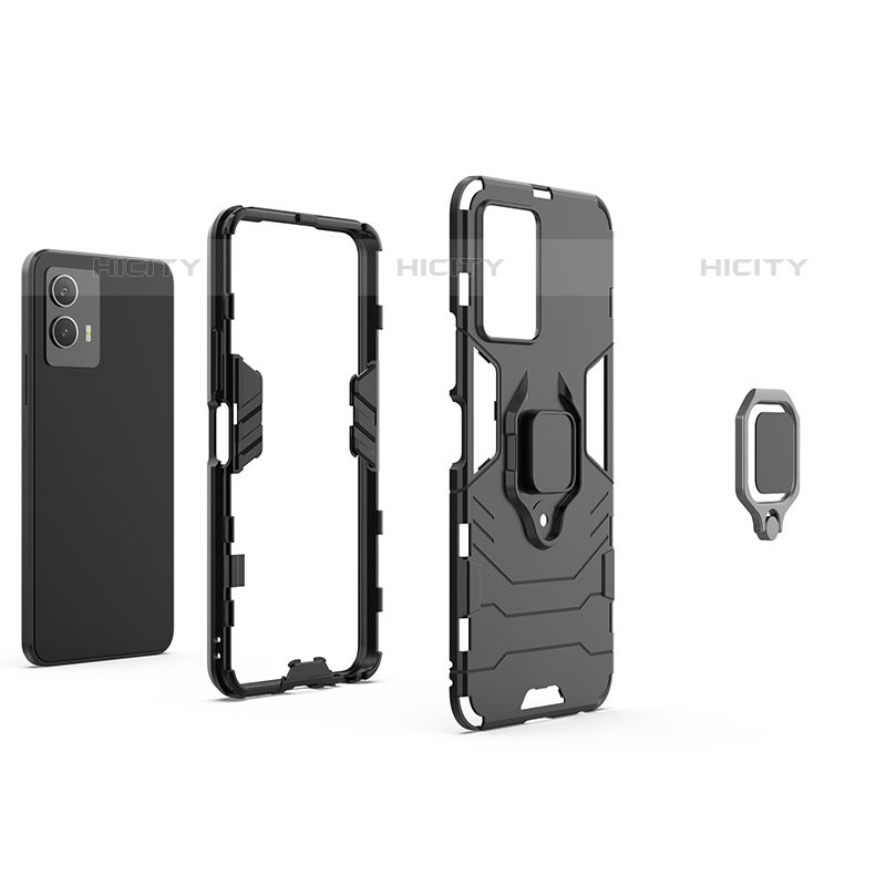 Coque Contour Silicone et Plastique Housse Etui Mat avec Magnetique Support Bague Anneau KC1 pour Vivo iQOO U5 5G Plus