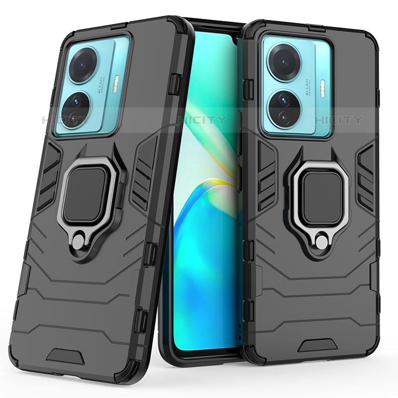 Coque Contour Silicone et Plastique Housse Etui Mat avec Magnetique Support Bague Anneau KC1 pour Vivo iQOO Z6 Pro 5G Plus