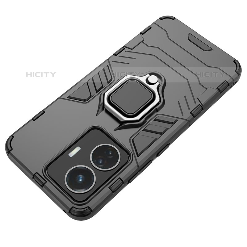 Coque Contour Silicone et Plastique Housse Etui Mat avec Magnetique Support Bague Anneau KC1 pour Vivo T1 4G Plus