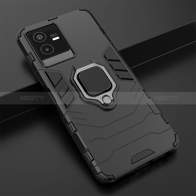 Coque Contour Silicone et Plastique Housse Etui Mat avec Magnetique Support Bague Anneau KC1 pour Vivo T2x 5G Plus