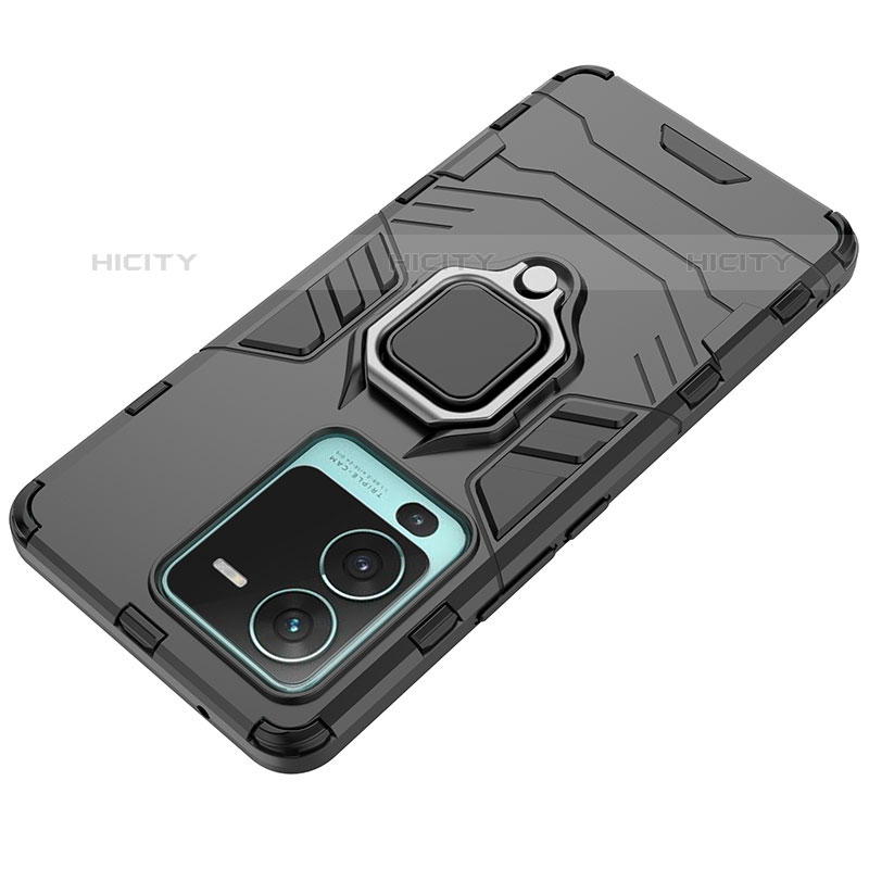 Coque Contour Silicone et Plastique Housse Etui Mat avec Magnetique Support Bague Anneau KC1 pour Vivo V25 Pro 5G Plus