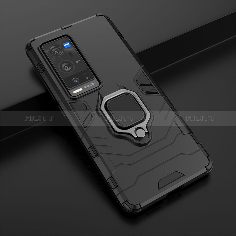 Coque Contour Silicone et Plastique Housse Etui Mat avec Magnetique Support Bague Anneau KC1 pour Vivo X60 Pro+ Plus 5G Plus