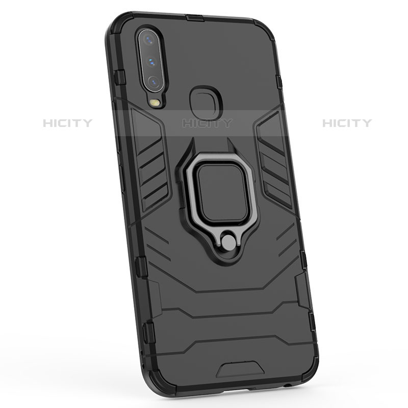 Coque Contour Silicone et Plastique Housse Etui Mat avec Magnetique Support Bague Anneau KC1 pour Vivo Y11 Plus