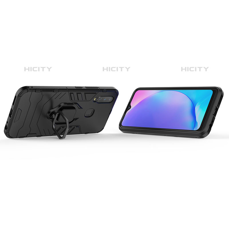 Coque Contour Silicone et Plastique Housse Etui Mat avec Magnetique Support Bague Anneau KC1 pour Vivo Y12 Plus