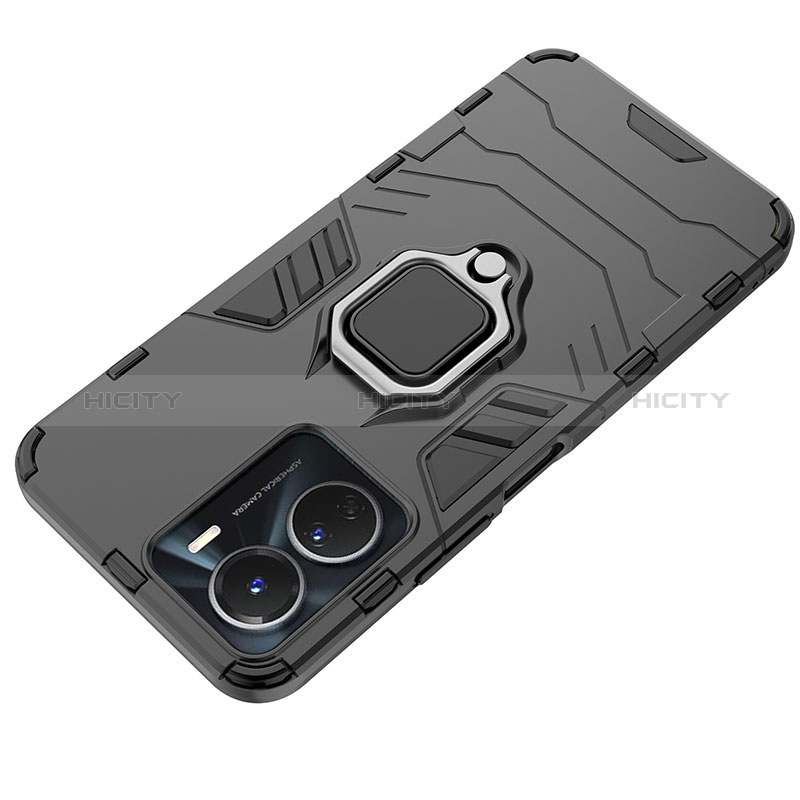 Coque Contour Silicone et Plastique Housse Etui Mat avec Magnetique Support Bague Anneau KC1 pour Vivo Y16 Plus