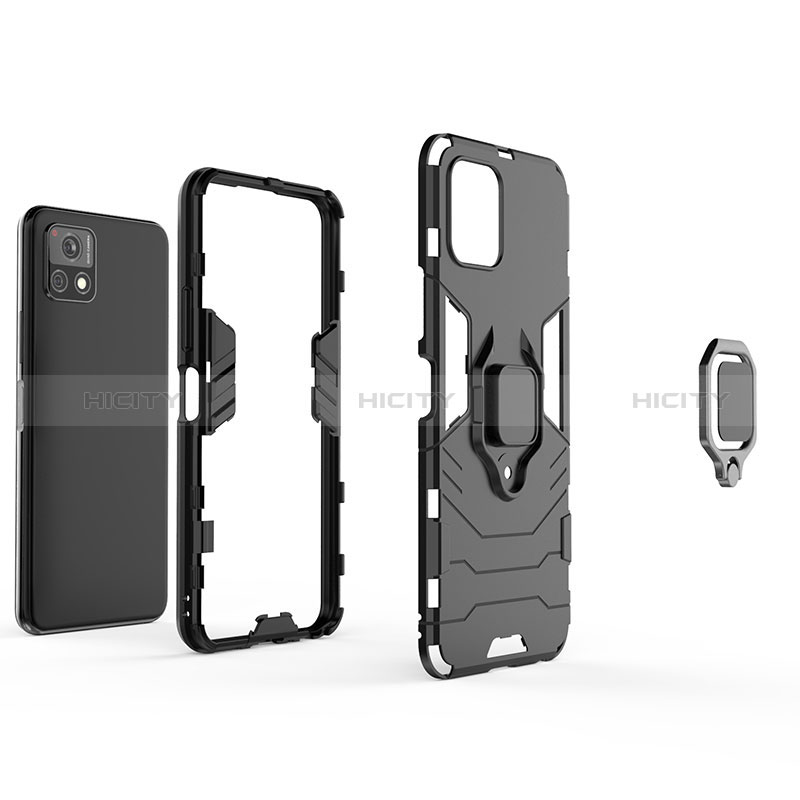 Coque Contour Silicone et Plastique Housse Etui Mat avec Magnetique Support Bague Anneau KC1 pour Vivo Y31s 5G Plus