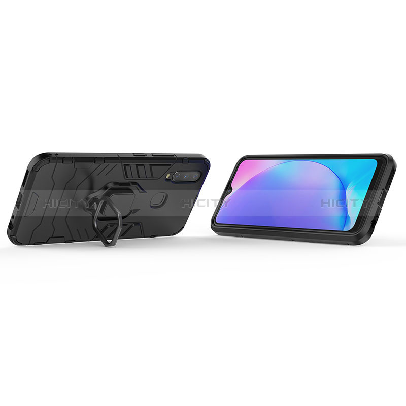 Coque Contour Silicone et Plastique Housse Etui Mat avec Magnetique Support Bague Anneau KC1 pour Vivo Y3s Plus