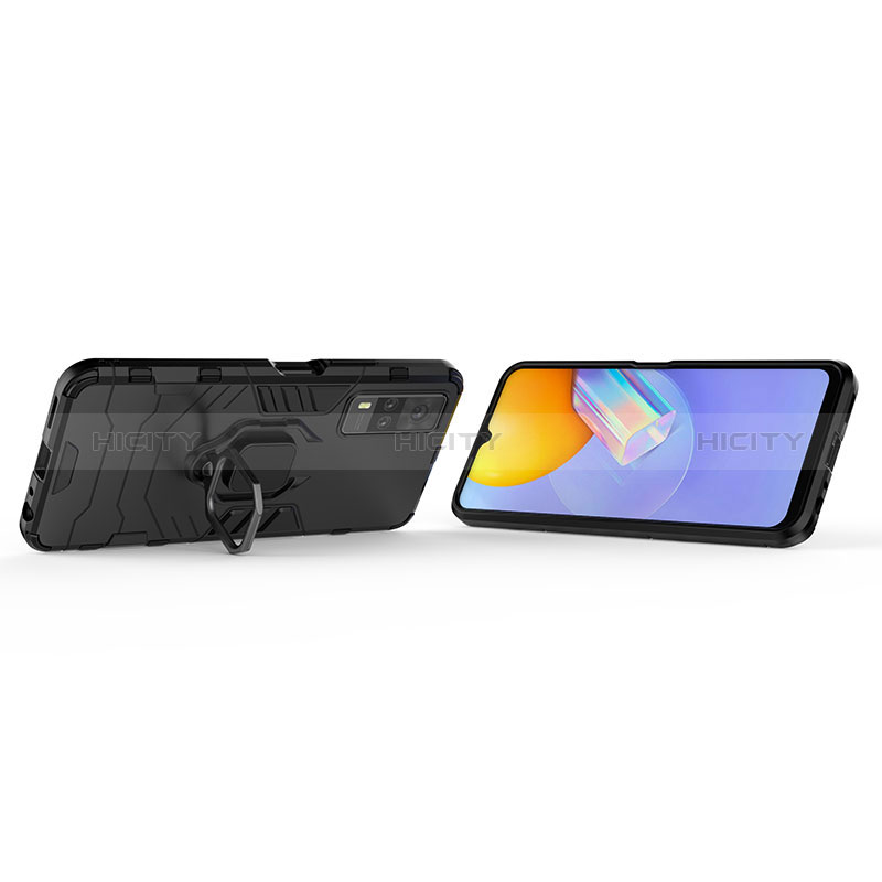 Coque Contour Silicone et Plastique Housse Etui Mat avec Magnetique Support Bague Anneau KC1 pour Vivo Y53s 4G Plus