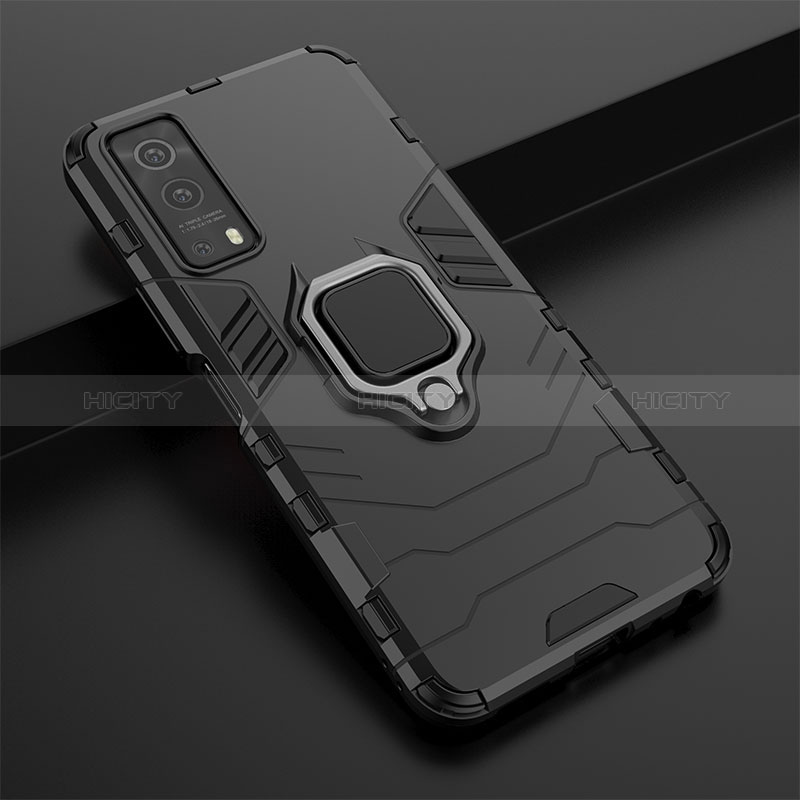 Coque Contour Silicone et Plastique Housse Etui Mat avec Magnetique Support Bague Anneau KC1 pour Vivo Y75s 5G Plus