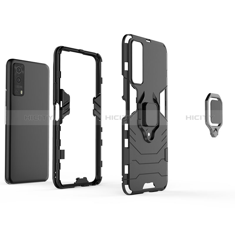 Coque Contour Silicone et Plastique Housse Etui Mat avec Magnetique Support Bague Anneau KC1 pour Vivo Y75s 5G Plus