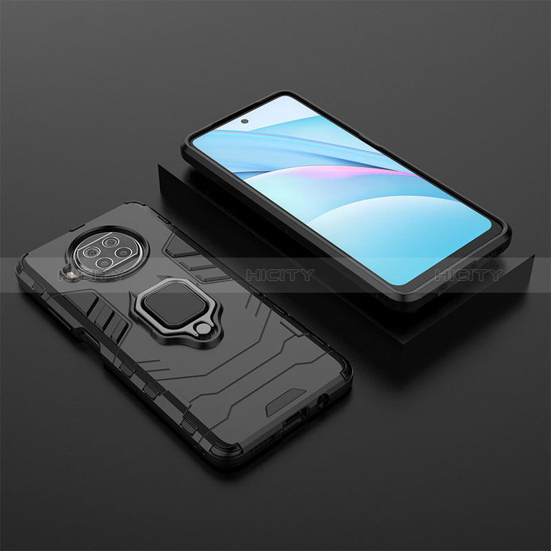 Coque Contour Silicone et Plastique Housse Etui Mat avec Magnetique Support Bague Anneau KC1 pour Xiaomi Mi 10i 5G Noir Plus