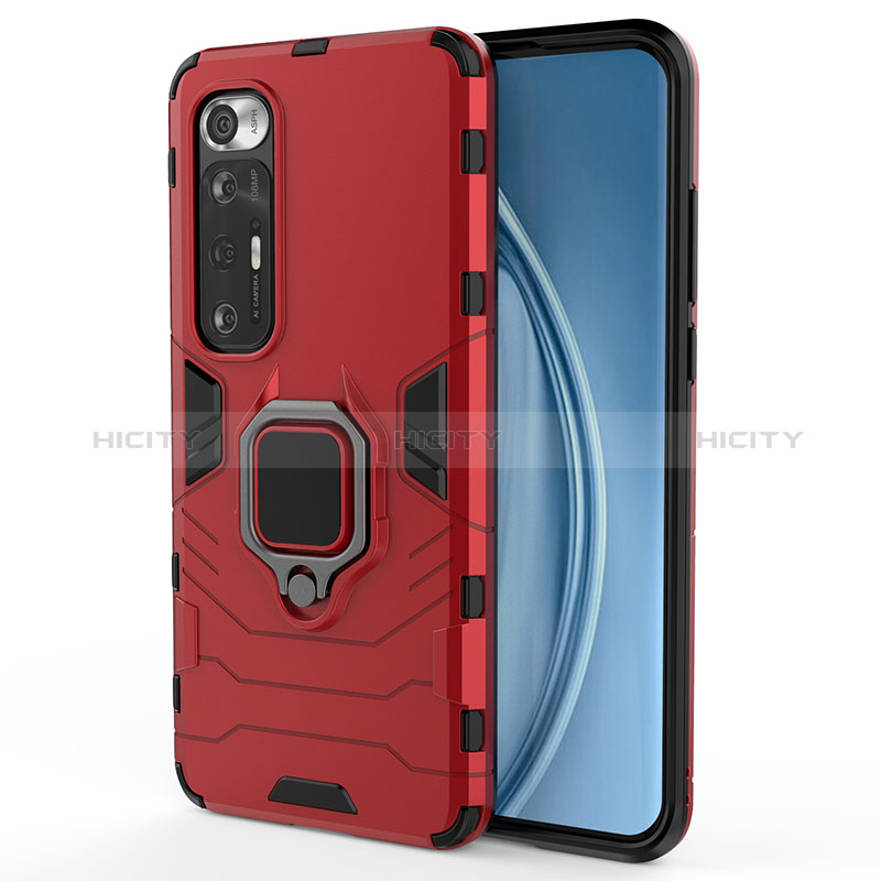 Coque Contour Silicone et Plastique Housse Etui Mat avec Magnetique Support Bague Anneau KC1 pour Xiaomi Mi 10S 5G Rouge Plus