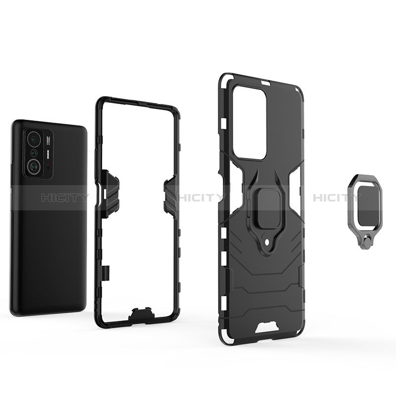 Coque Contour Silicone et Plastique Housse Etui Mat avec Magnetique Support Bague Anneau KC1 pour Xiaomi Mi 11T 5G Plus