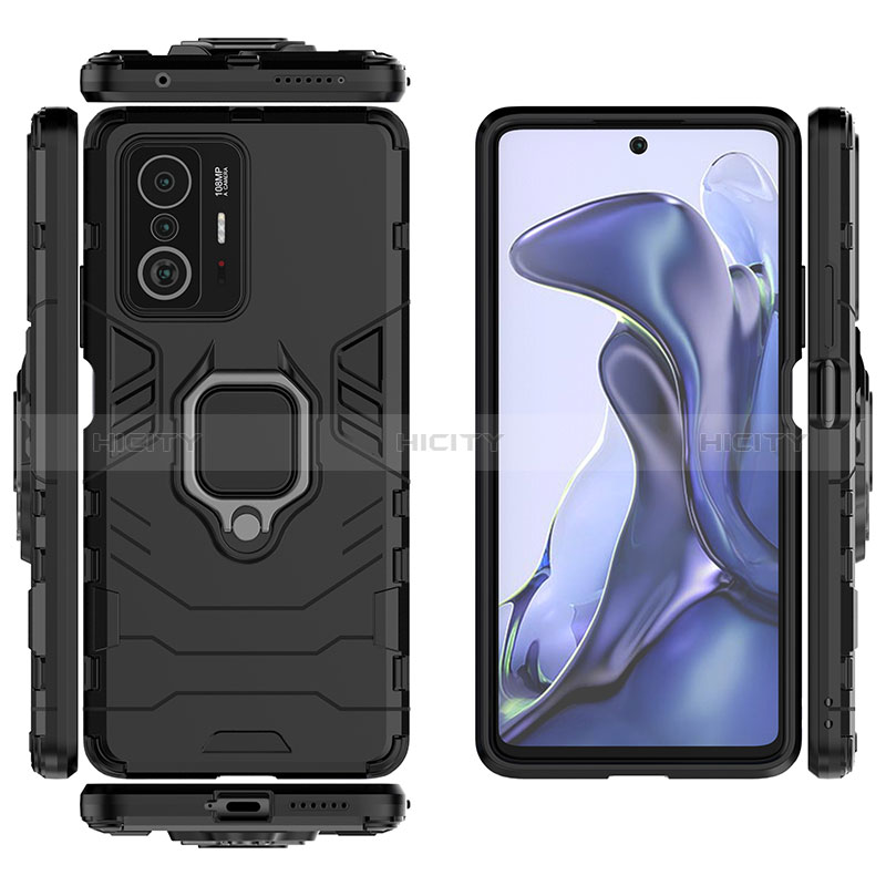 Coque Contour Silicone et Plastique Housse Etui Mat avec Magnetique Support Bague Anneau KC1 pour Xiaomi Mi 11T 5G Plus