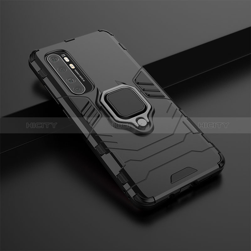 Coque Contour Silicone et Plastique Housse Etui Mat avec Magnetique Support Bague Anneau KC1 pour Xiaomi Mi Note 10 Lite Plus