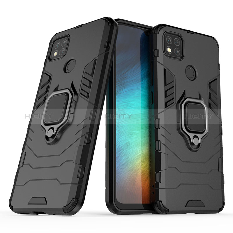 Coque Contour Silicone et Plastique Housse Etui Mat avec Magnetique Support Bague Anneau KC1 pour Xiaomi POCO C3 Plus