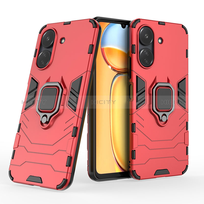 Coque Contour Silicone et Plastique Housse Etui Mat avec Magnetique Support Bague Anneau KC1 pour Xiaomi Poco C65 Plus